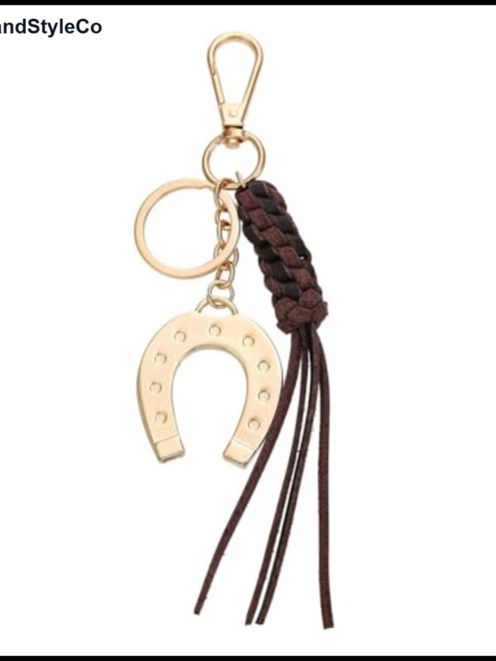Western Horseshoe Keychain Charm Lobster Clasp PU Tassel Purse Accent